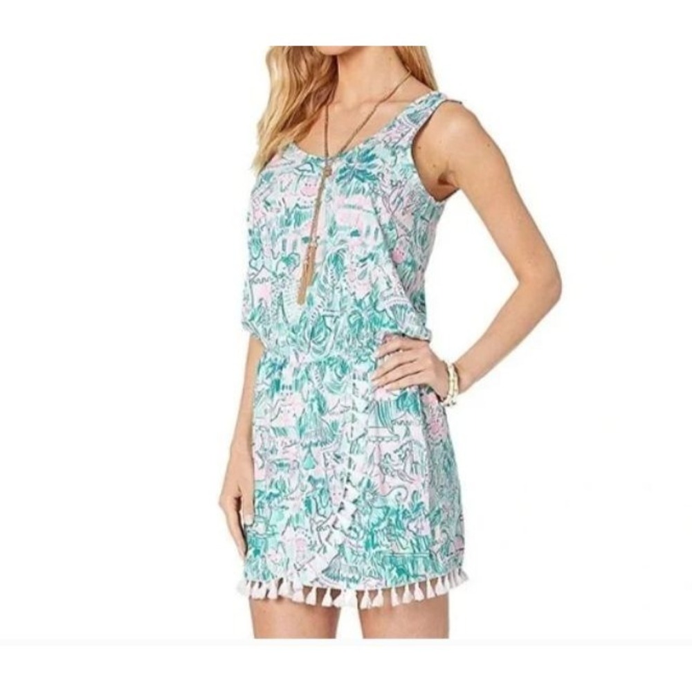 Lilly Pulitzer Jarrett Skort Romper in Bright Agate Camouflage W/ Fringe XS CUTE
